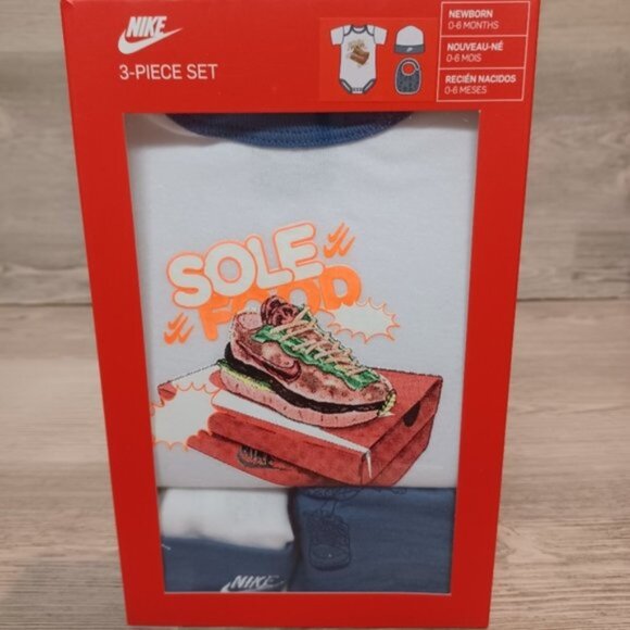 Nike Baby Bodysuit Bib Hat Newborn Gift Set - Picture 5 of 6